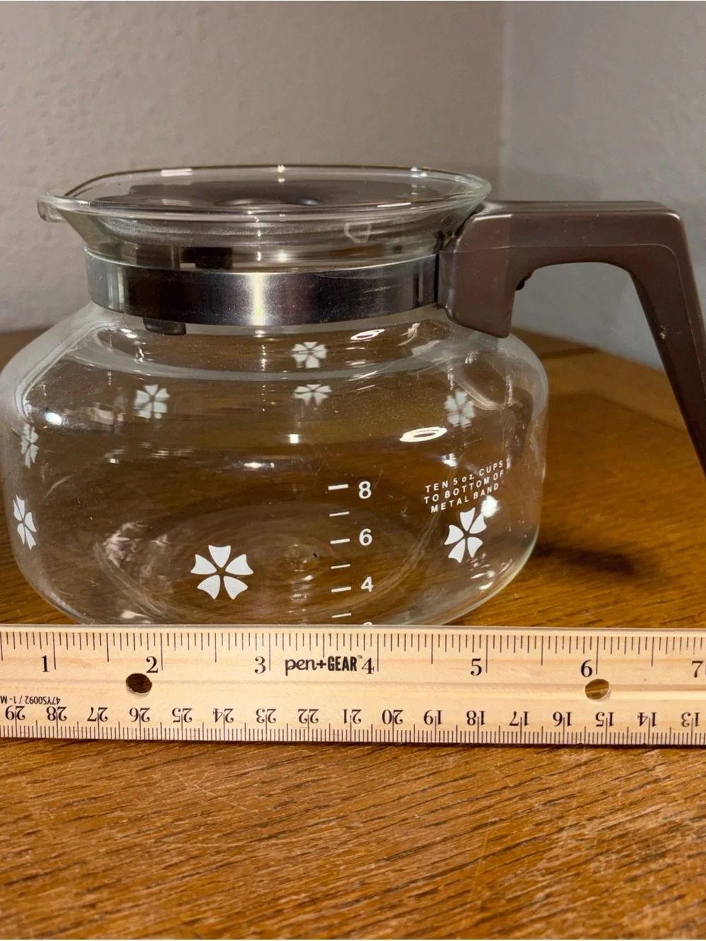 Vintage Mr. Coffee Glass Replacement Pot Carafe 10 Cup Daisy Flowers Brown